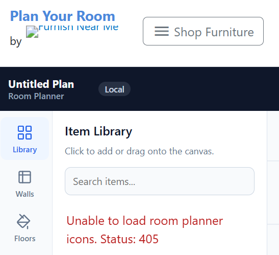 Error 405 al cargar los iconos del planificador PlanYourRoom